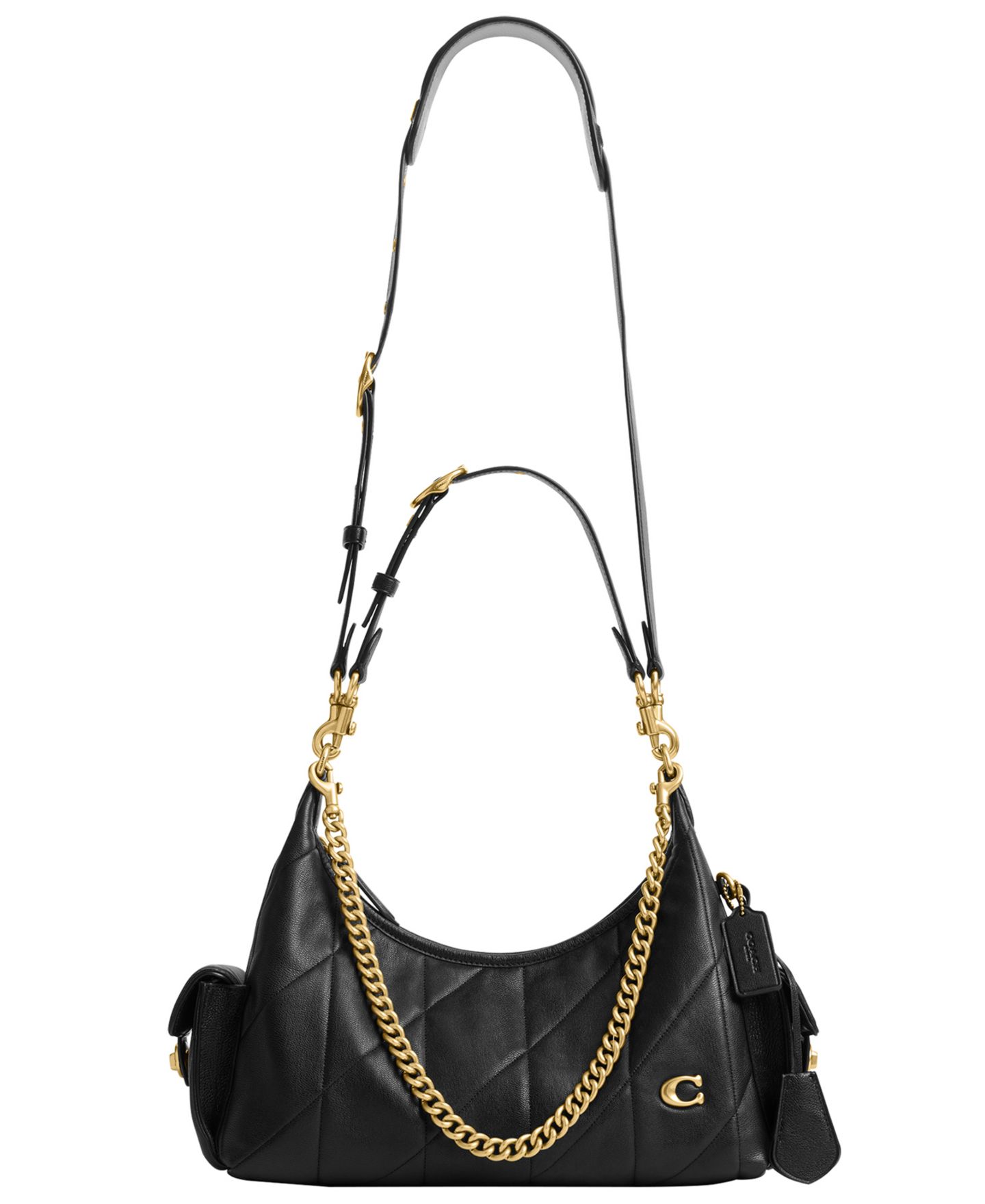 Женская сумка COACH Pocket Juliet Medium Quilted Leather Shoulder 30, цвет: Латунный / Чёрный — фото 7