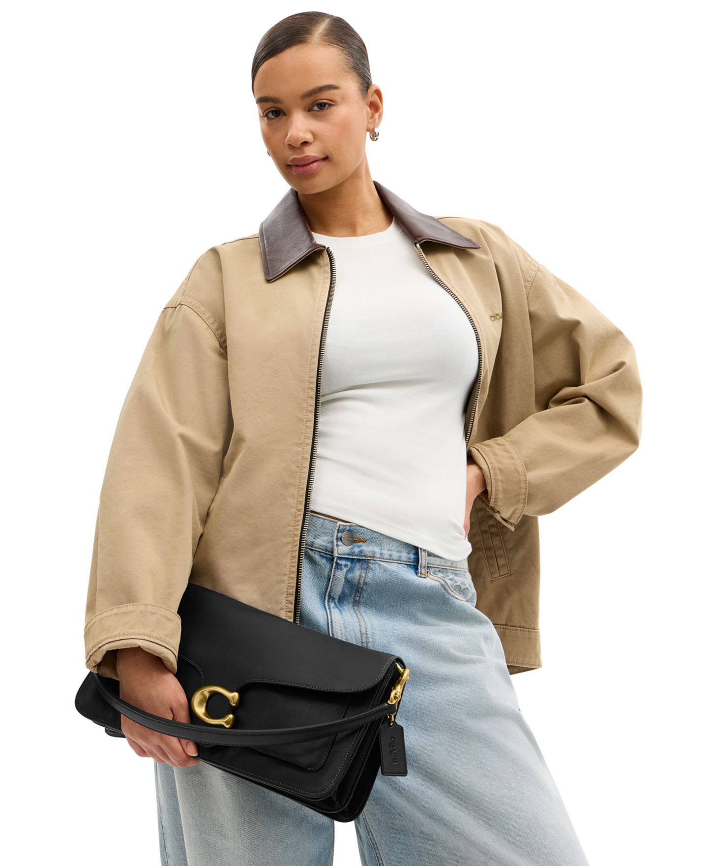 Женская сумка COACH Tabby Large Leather Shoulder 36, цвет: Латунный / Чёрный — фото 7