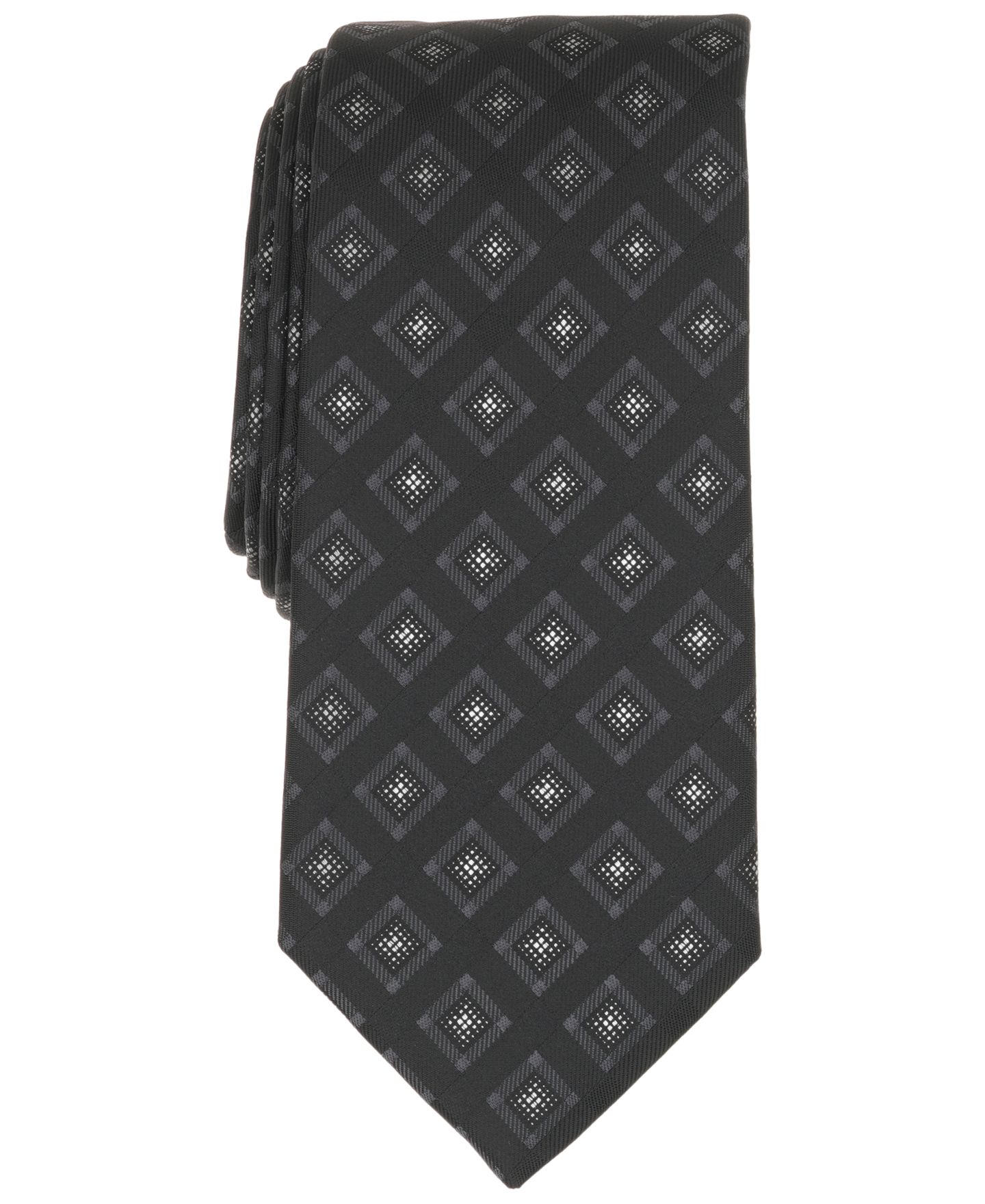 Мужской галстук Perry Ellis Portfolio Serino с мелким узором, цвет: Чёрный — фото 1