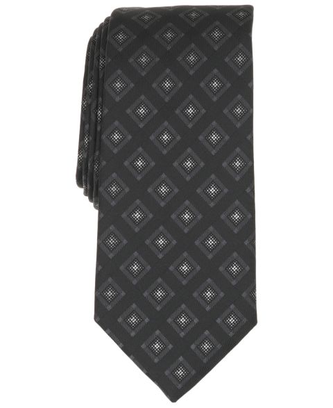 Мужской галстук Perry Ellis Portfolio Serino с мелким узором, цвет: Чёрный