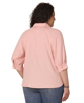 Plus Size Scallop Edge Detail Shirt