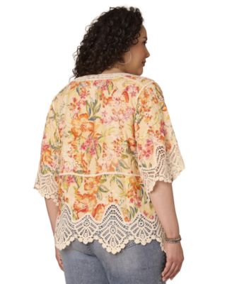 Plus Size Scallop Edge Peplum Top