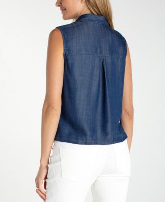 Petite Sleeveless Button-Front Top