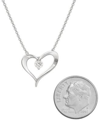 Lab Grown Diamond Heart Pendant Necklace (1/10 ct. t.w.) in Sterling Silver
