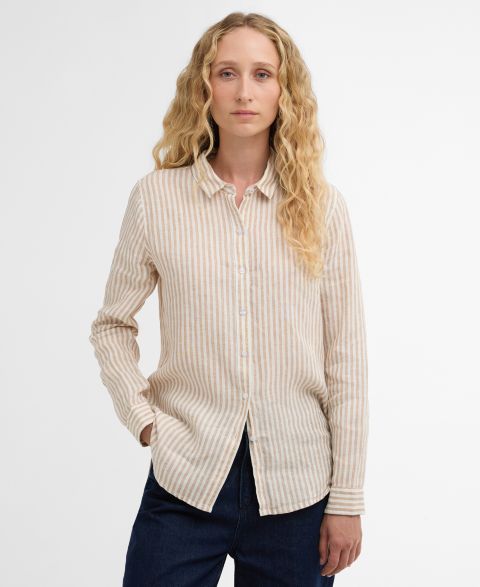 Женская рубашка Barbour Marine Relaxed-Fit, цвет: Розовый полосатый