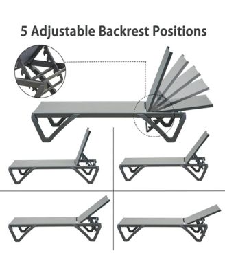 Patio Chaise Lounge Chair Set, Outdoor Chair with 5 Adjustable Position,Side Table for Beach,Yard.