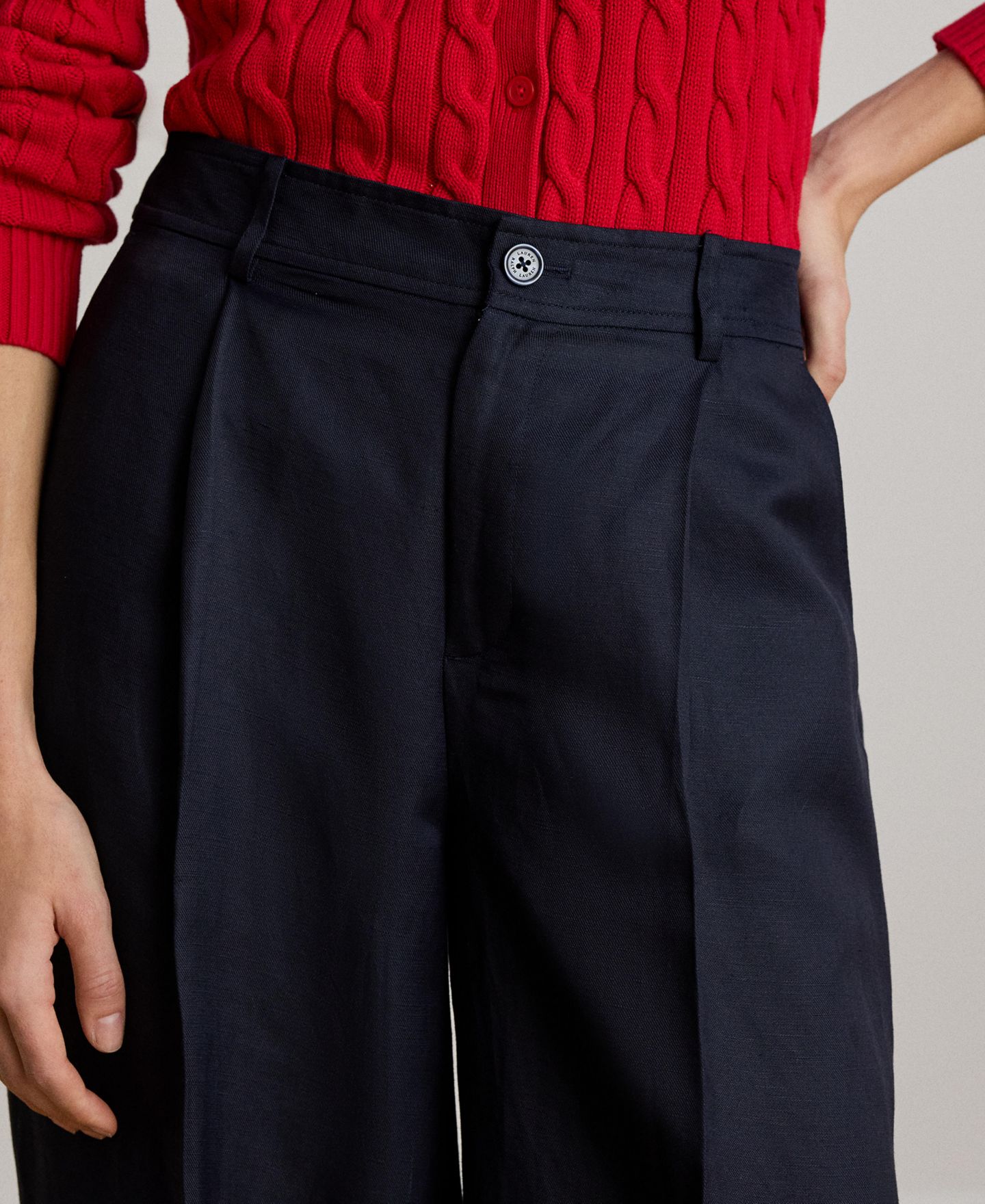 Женские брюки Lauren Ralph Lauren Twill Wide-Leg, цвет: Тёмно-синий — фото 4