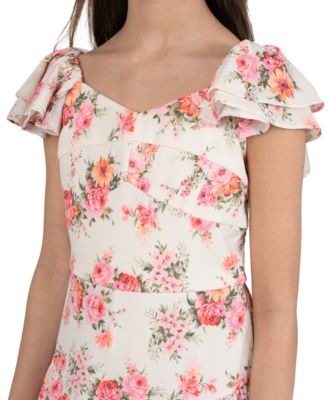 Girls' 7–16 Floral Textured Crepe Dress