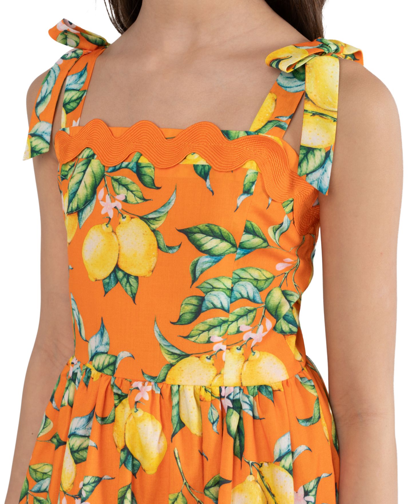 Платье Rare Editions Printed Lemon Tiered Maxi Dress для девочек, цвет: Оранжевый — фото 2