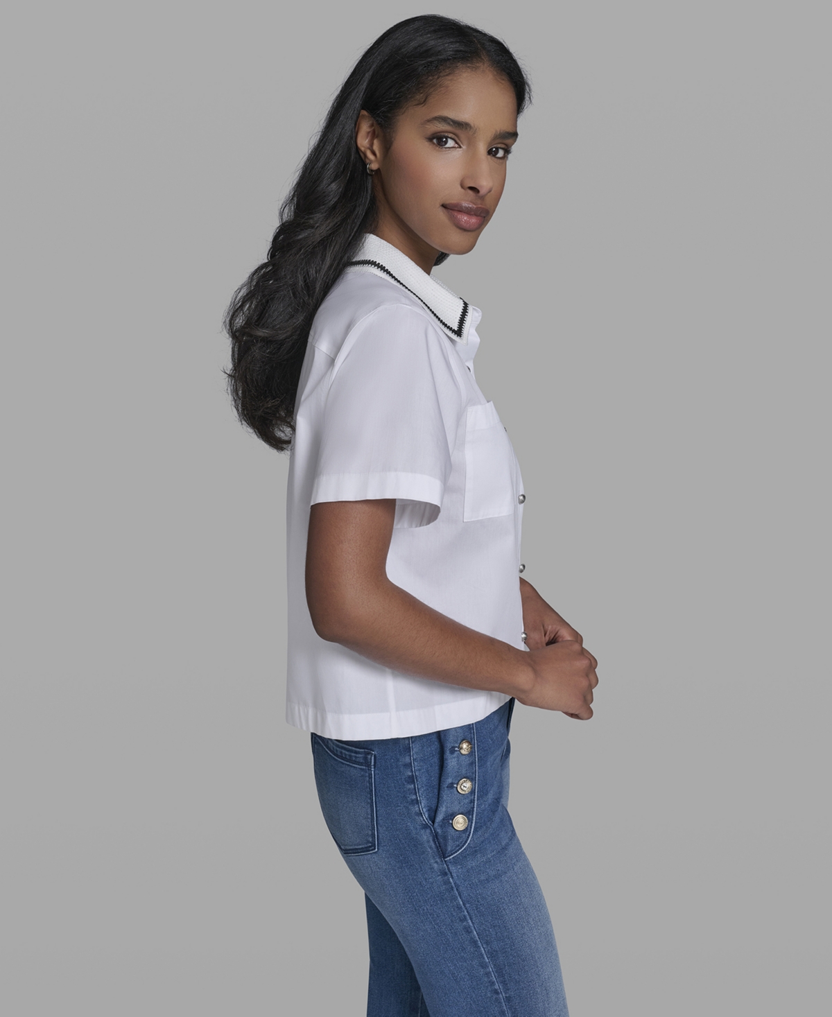 Karl Lagerfeld Paris Women's Short-Sleeve Top