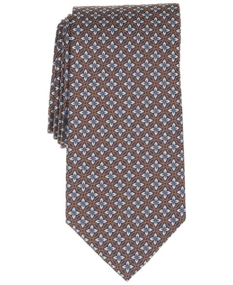 Мужской классический галстук Brooks Brothers с узором Circle Florette, цвет: Коричневый