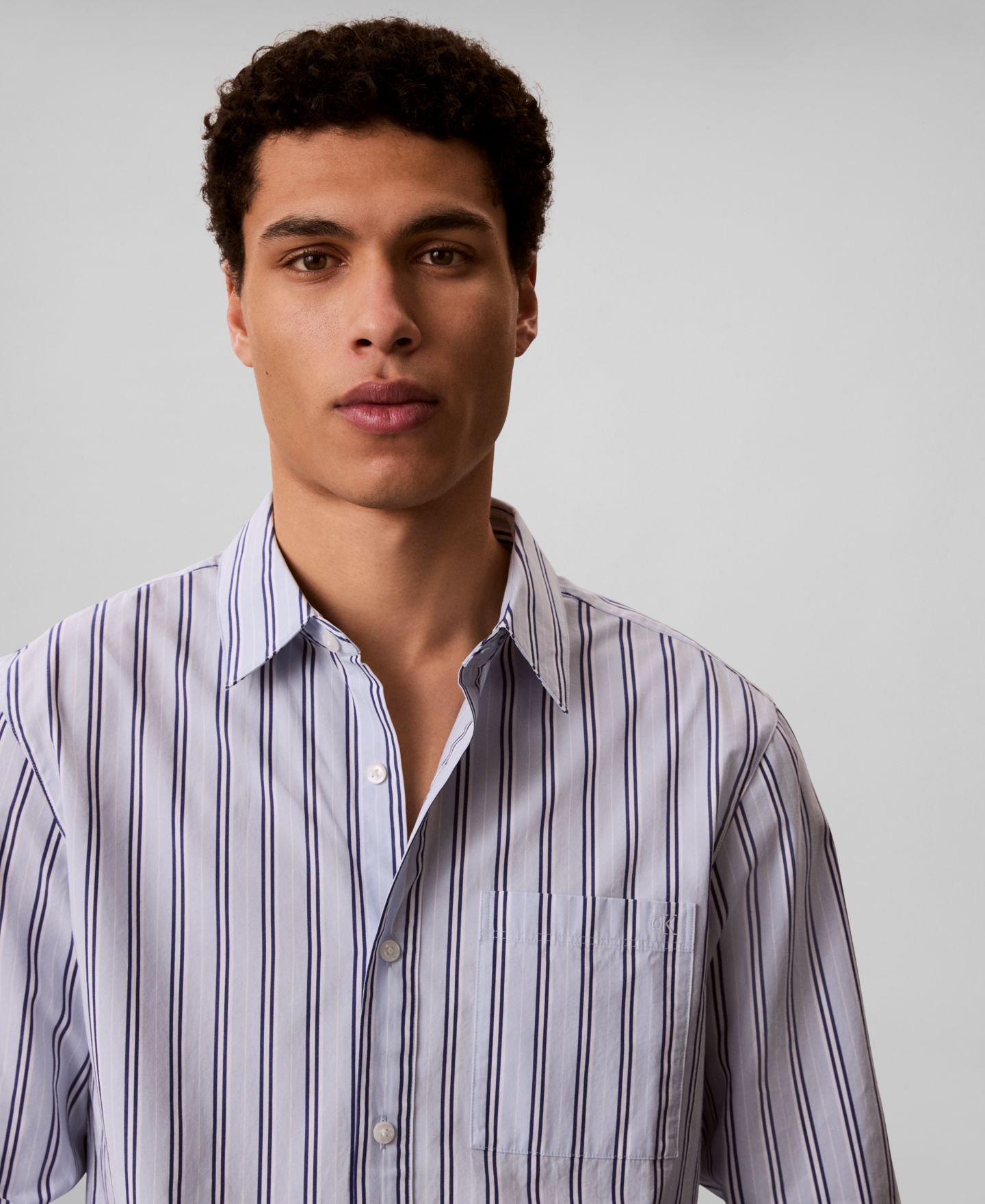 Мужская рубашка Calvin Klein Multi Stripe Poplin, цвет: Синий — фото 4