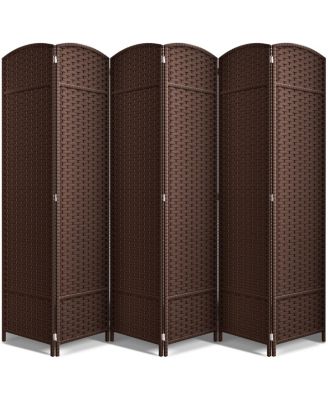 Extra Wide Double Hinged Panels Mesh Hand-Woven Design Room Divider