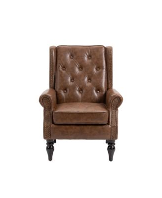 Pu Wood Frame Armchair, Modern Accent Chair Lounge Chair For Living Room