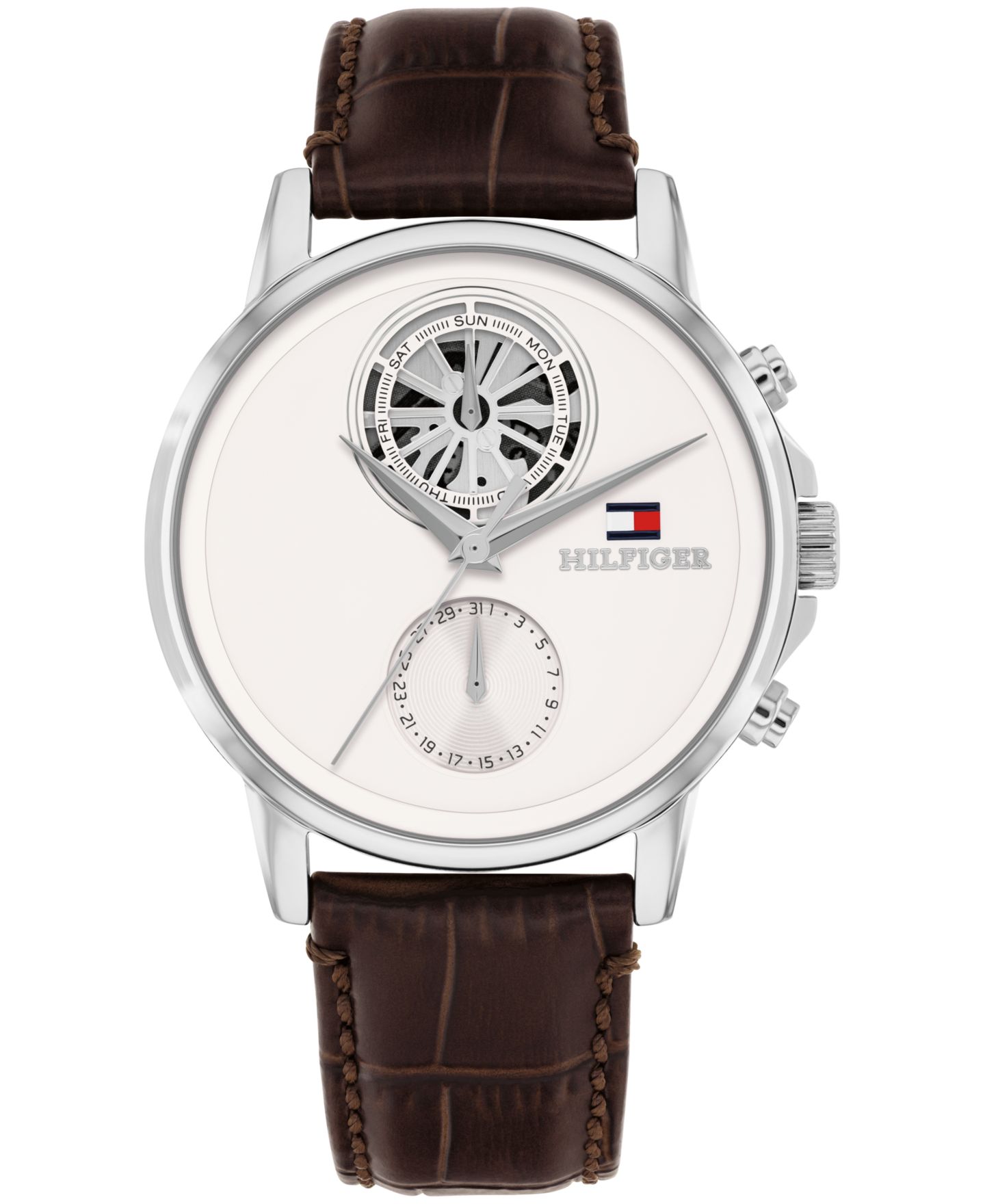 Мужские часы Tommy Hilfiger Multifunction Brown Leather Bracelet Watch, 40mm — фото 1