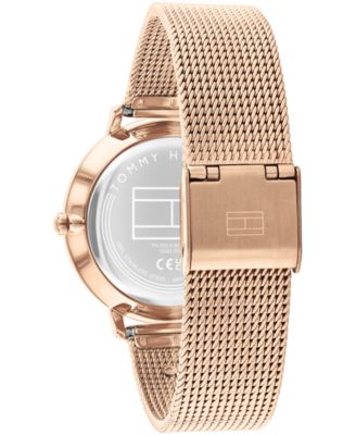 Women's Multifunction Rose Gold Tone Stainless Steel Mesh Bracelet Watch, 36mm