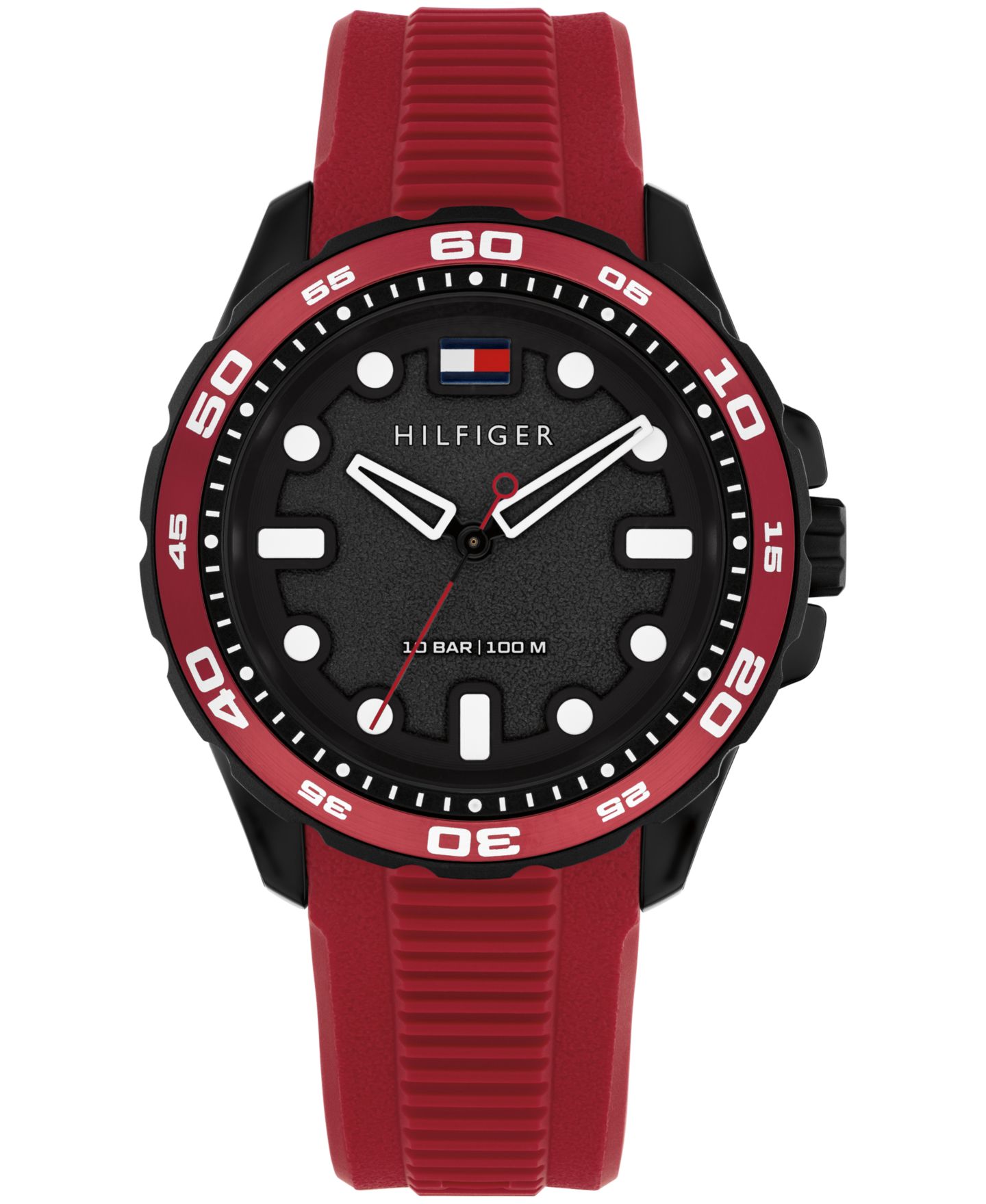 Мужские часы Tommy Hilfiger Quartz Red Silicone Strap Watch, 40mm — фото 1