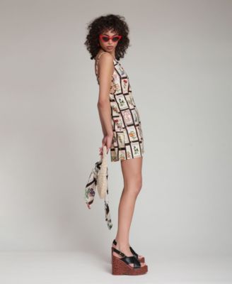 Women's Botanical-Print Square-Neck Mini Dress