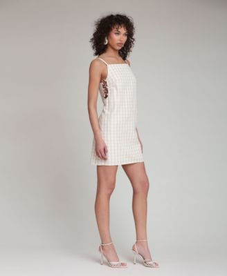 Women's Gingham Square-Neck Mini Dress