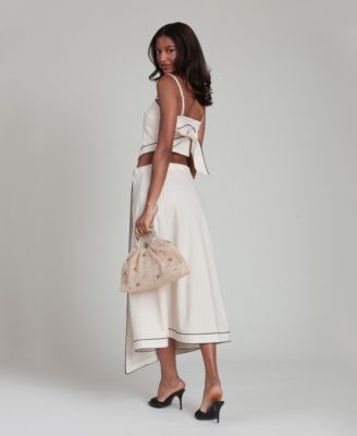 Women's Asymmetric Faux Wrap Midi Skirt