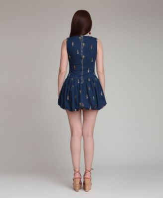 Women's Embroidered Scoop-Neck Mini Dress