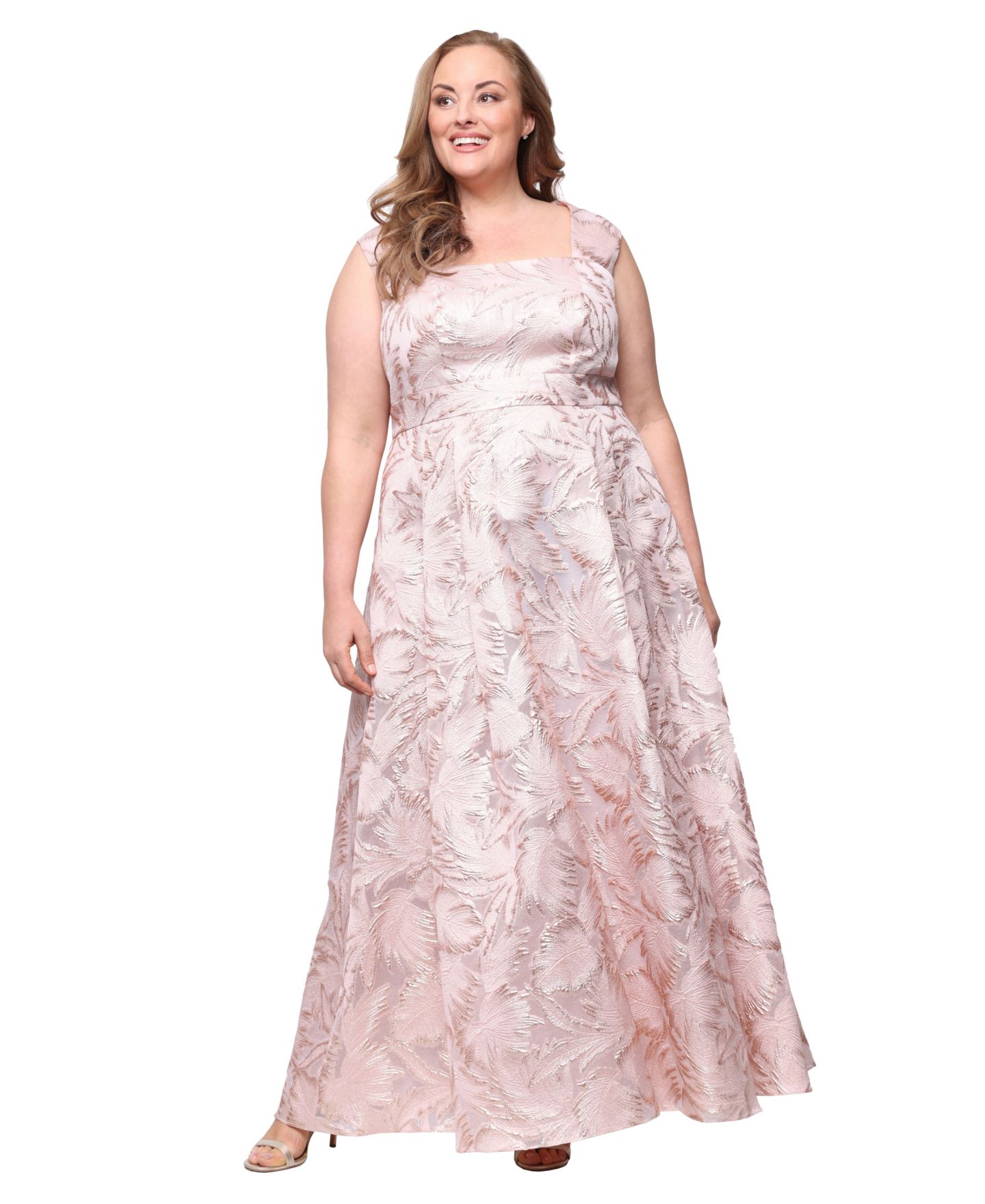 Женские платья Alex Evenings Sleeveless Jacquard Gown, цвет: Розовый золотой — фото 2