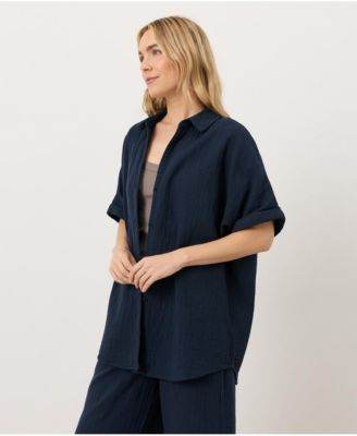 Women's Organic Cotton Coastal Double Gauze Oversized Shirt