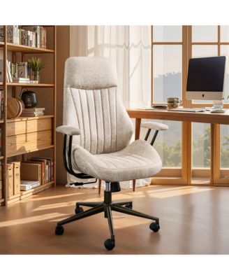High Back Ergonomic Office Chair, Swivel Suede Desk Chair with Lumbar Support, Height Adjustable Modern Executive Computer Chair
