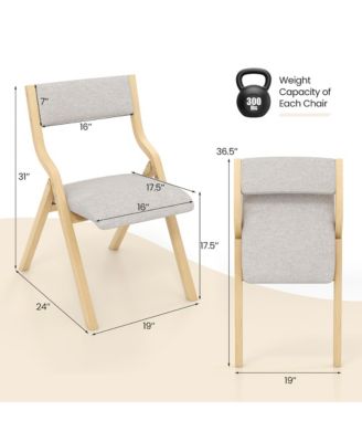 Folding Dining Chairs Set of 4 Wooden Table Chairs w/ Padded Seat Modern