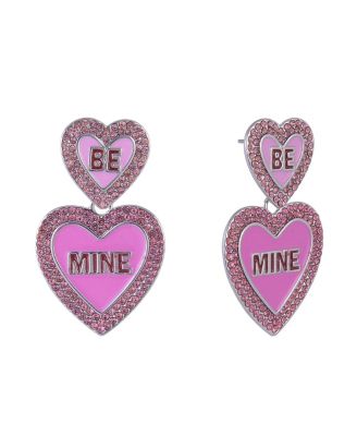 Be Mine Pink Enamel Conversation Heart Earrings