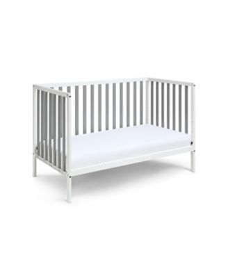 White and gray two tone 3 in 1 convertible island crib with modern classic design crisp clean lines and harmonious look for baby nursery