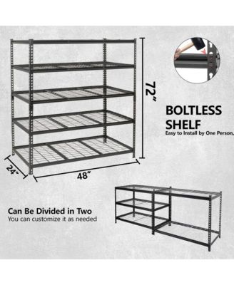 5-Tier Heavy Duty Metal Shelving Unit - Adjustable Storage Rack for Garage Basement Warehouse, 4000 lbs Total Load Capacity