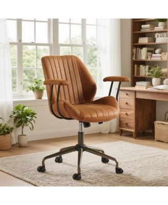 Mid Back Ergonomic Office Chair, Swivel Suede Desk Chair with Lumbar Support, Height Adjustable Modern Executive Computer Chair