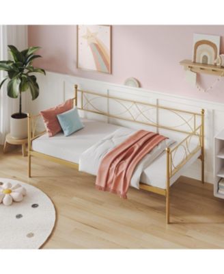 Twin Metal Daybed- Heavy Duty Metal Slats- Mattress Foundation Platform Sofa Bed for Living Room- Bedroom- Guest Room