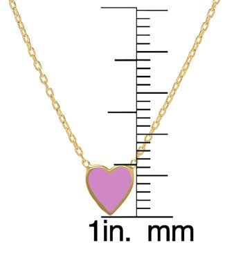 Girls Purple Enamel Heart Necklace in 14K Gold over Sterling Silver