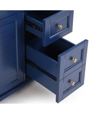 36" Bathroom Vanity with Ceramic Sink, Solid Wood Frame, Flip-Top and Drawer Storage, Adjustable Shelves