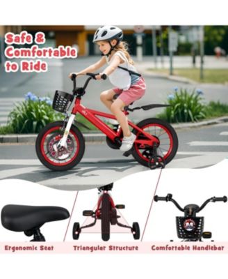 14 Inch Kids Bike Adjustable with Storage Basket and Double Brake for 3-5 Years Old