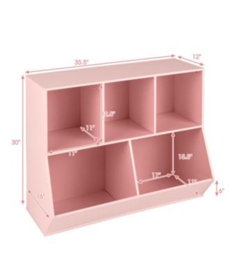 Kids 5-Cube Wooden Toy Organizer with Safety Anti-Tipping