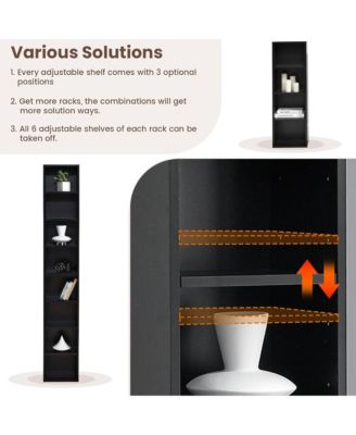 8-Tier Tall Narrow Bookshelf, Slim Storage Cabinet & Display Bookcase with Adjustable Shelves for Living Room, Office