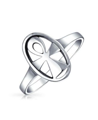 Eternal Key Of Life Ankh Cross Silver Ring Sterling Signet