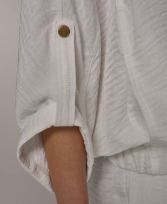 Women's Collared Neck Buton-Front Shirt Jacket