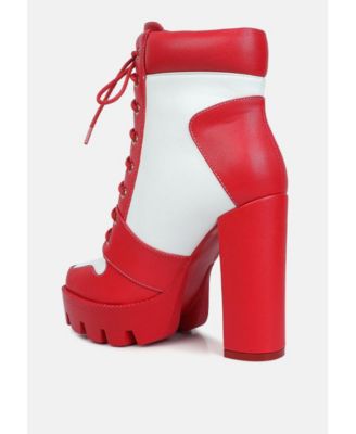 Womens Moos Block Heel Lace Up Boots