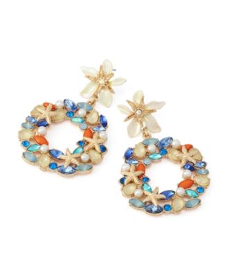 Faux Stone Starfish Doorknocker Earrings