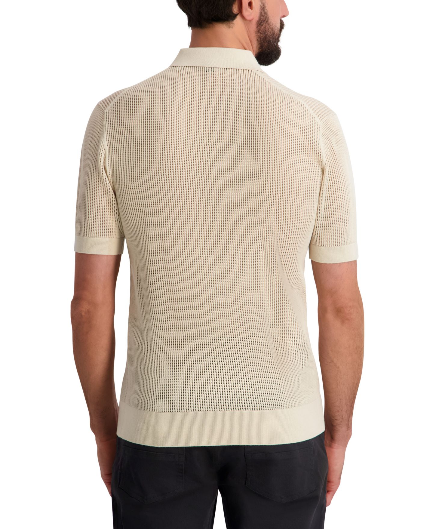 Мужской свитер KARL LAGERFELD PARIS Short-Sleeve Regular-Fit Polo Sweater, цвет: Натуральный — фото 5