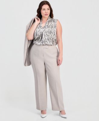 Plus Size Flat-Front Extended-Tab Trousers