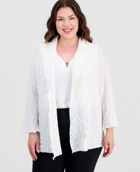 Женская куртка Kasper Plus Size Textured Open-Front, цвет: Ванильный ледяной