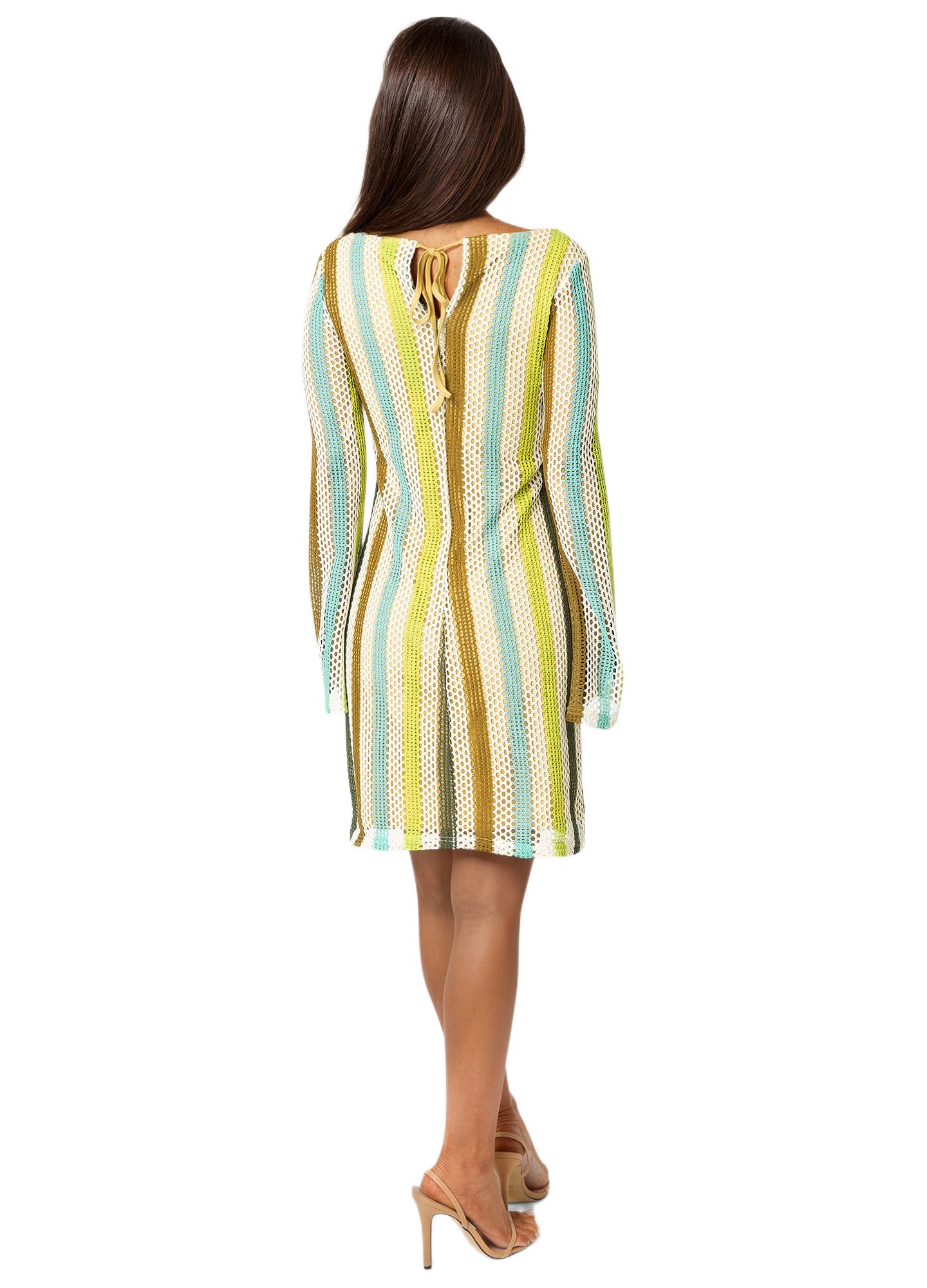 Женское платье Bebe Stripe Long Sleeve Slim, цвет: Разноцветный — фото 3