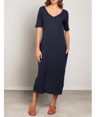 Women's Linen Blend Midi Dress