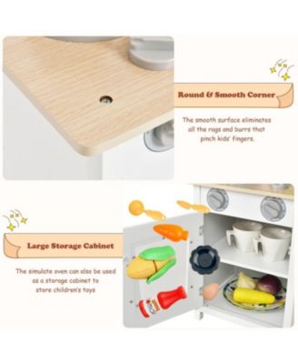 Wooden Pretend Play Kitchen Set for Kids with Accessories and Sink