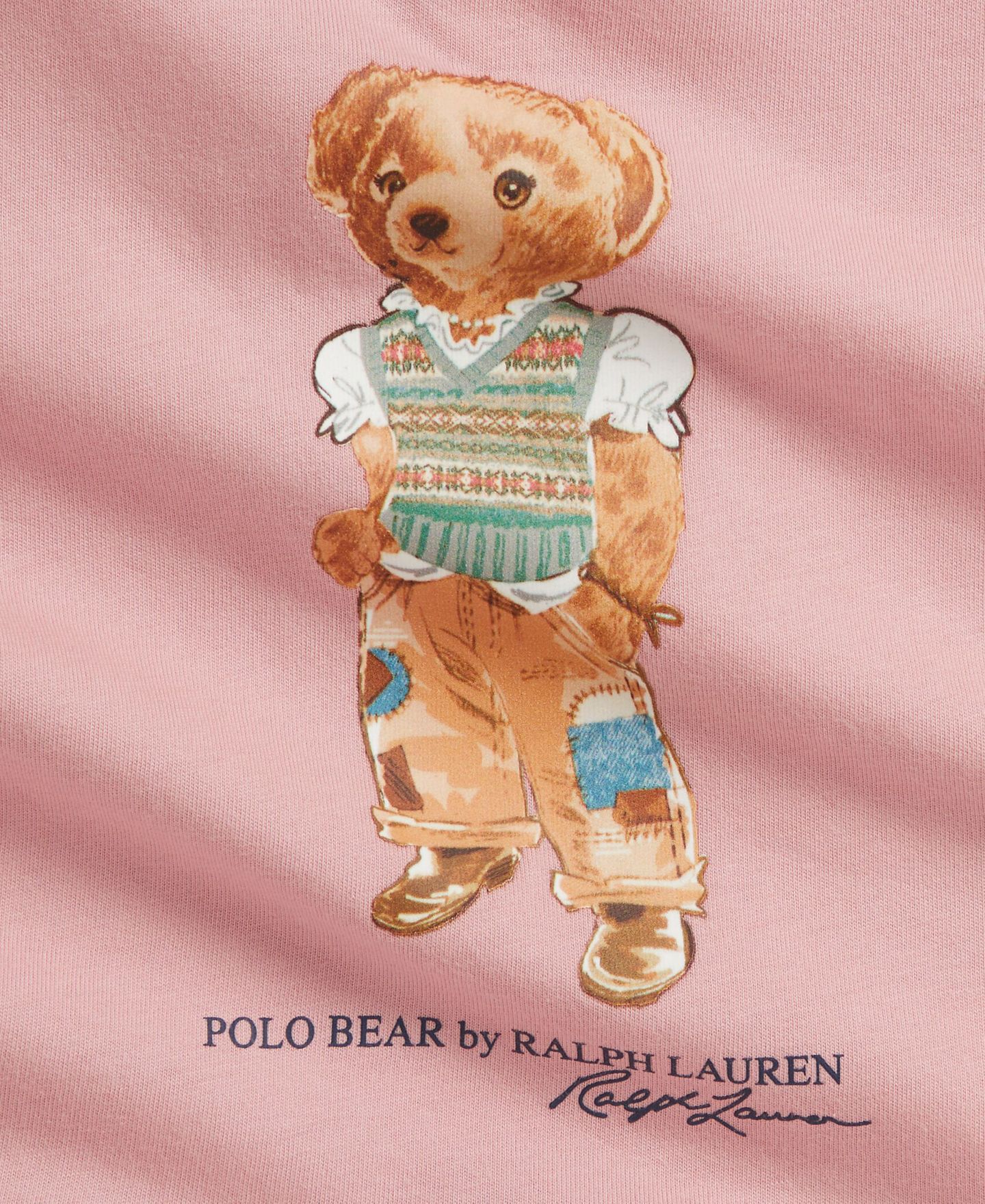 Polo Ralph Lauren Детский топ Ralph Lauren Polo Bear с баской из хлопкового джерси для девочек, малыши, цвет: Розовый — фото 4